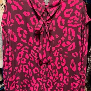 Worthington Magenta and Pink Animal Print Blouse